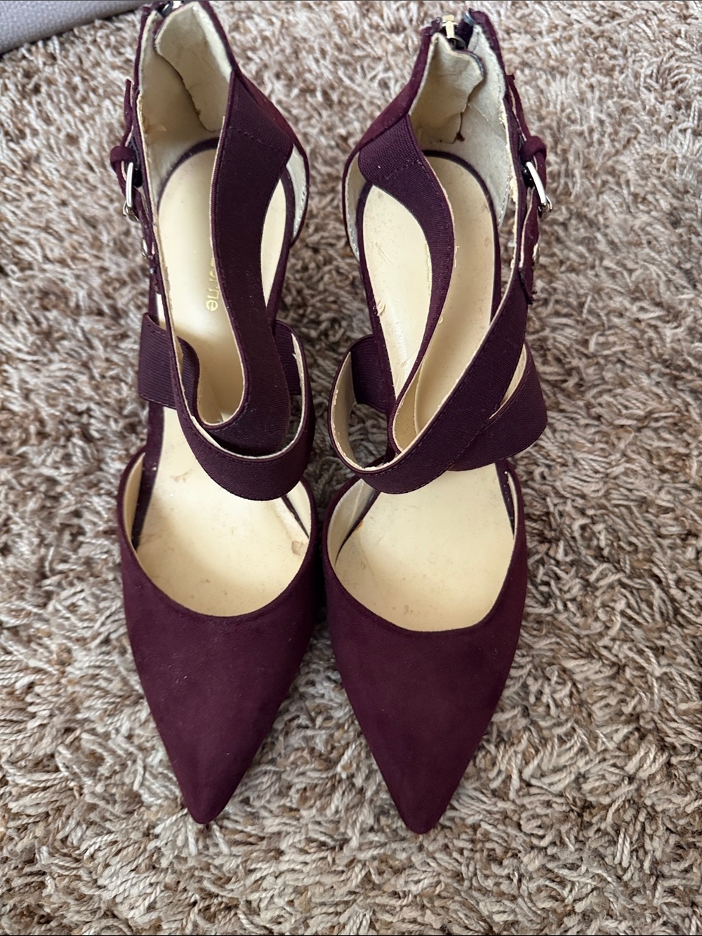 Liz Claiborne Pointed Ankle-Strap Heels in Plum